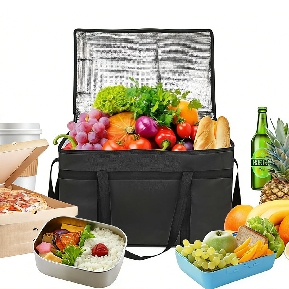 Insulated Bags Food Delivery Pizza Delivery Bags for Grocery Shopping Catering-Black