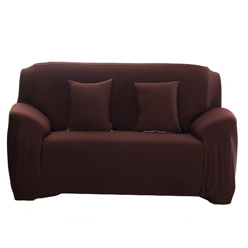 Elastic Stretch Sofa Cover Soft Double-Seater Sofa Cover Non-Slip Sofa Protective Cover -Coffee