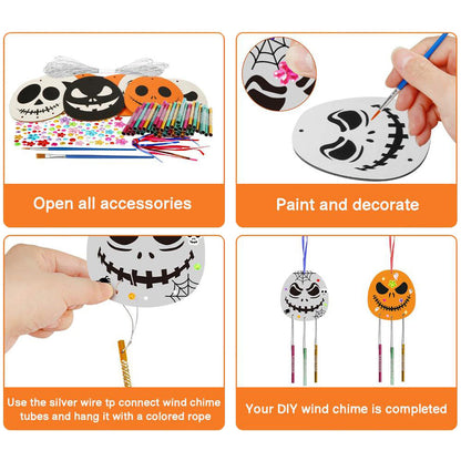 3D Wooden Wind Chime Craft Kit for Kids DIY Wind Chimes Decorative Ornament Halloween Style