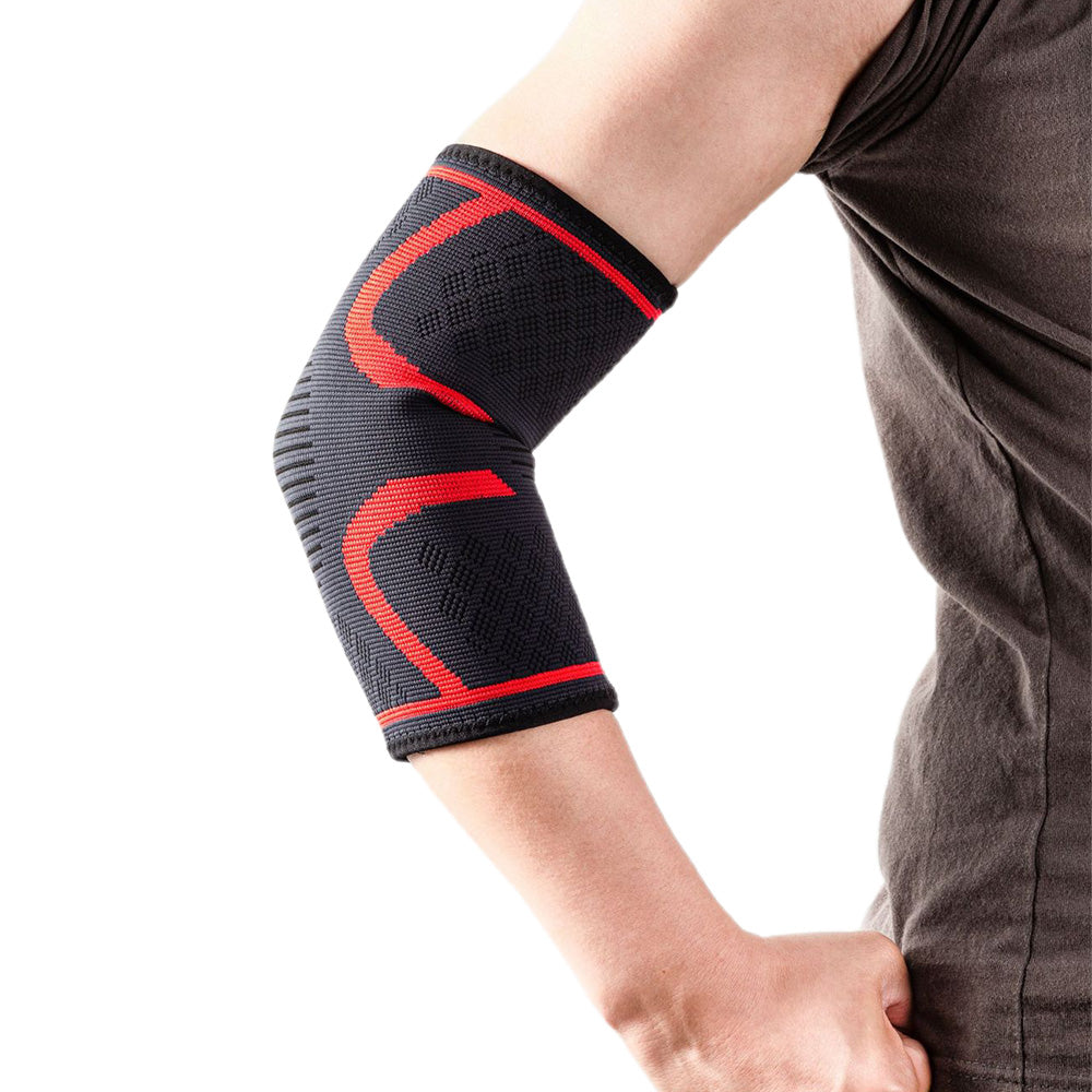Pair of Elbow Compression Sleeve Elastic Arm Brace Support Wrap for Sports Red
