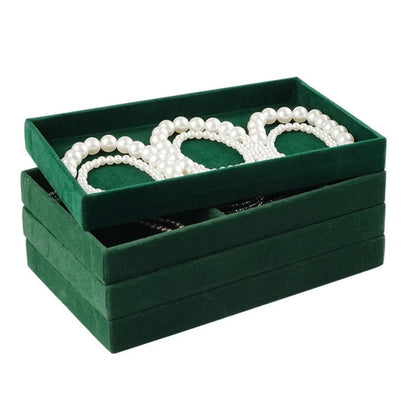 4pcs Stackable Jewelry Organizer Boxes Set for Earrings Rings Necklaces Bracelets-Green