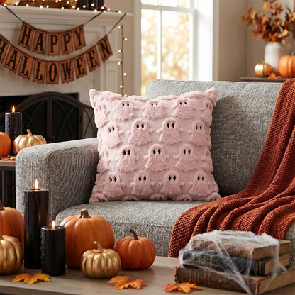 Cute Halloween Ghost Pillow Cover for Living Room - Pink