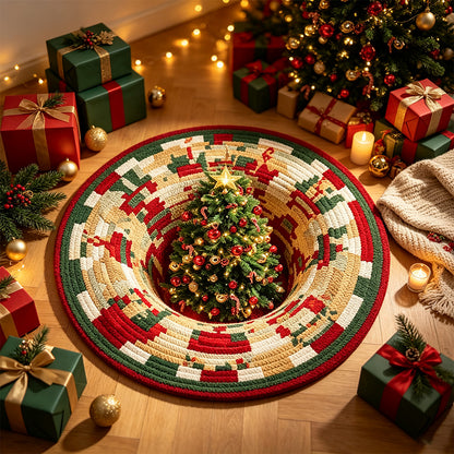 3D Quilted Christmas Polyester Velvet Floor Mat - Christmas Tree