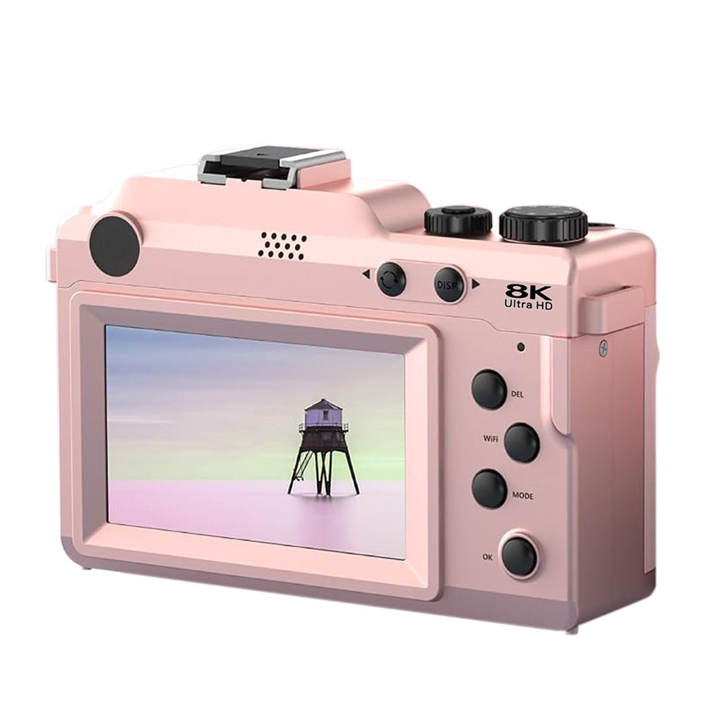 8K Digital Camera 18X Zoom Dual Lens Camera-Pink