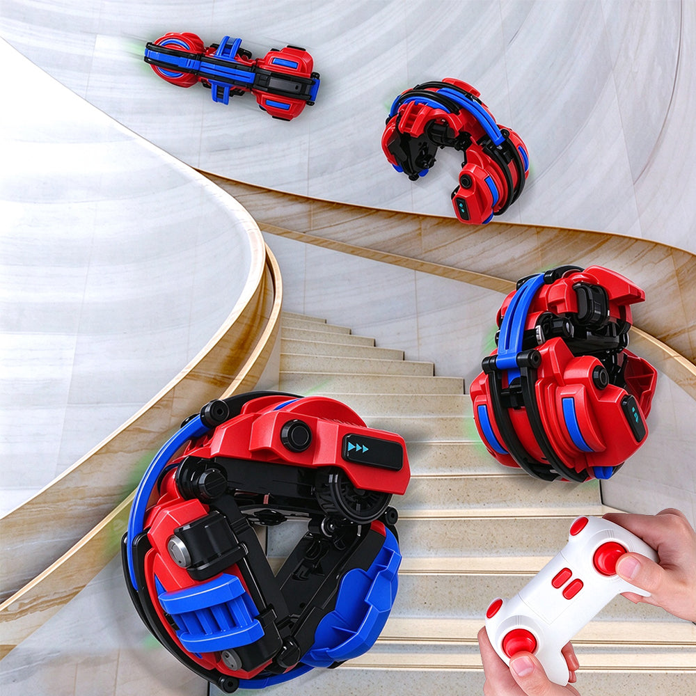 6 Wheel 360 Degree Transforming RC Stunt Car with LED Lights - Red