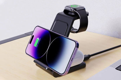 3 in 1 Wireless Charger Dock Charging Station - Black