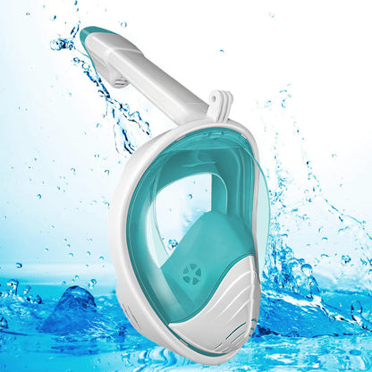 Full Face Snorkel Mask ¨C 180 Degree Panoramic View Anti-Fog & Leak-Proof Design White Green