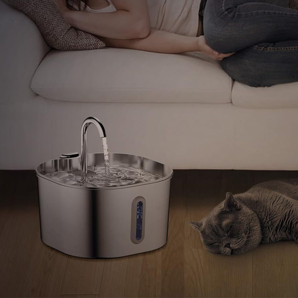 USB 2.2L Stainless Steel Pet Water Fountain for Cats and Small Dogs Style 2