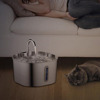USB 2.2L Stainless Steel Pet Water Fountain for Cats and Small Dogs Style 2
