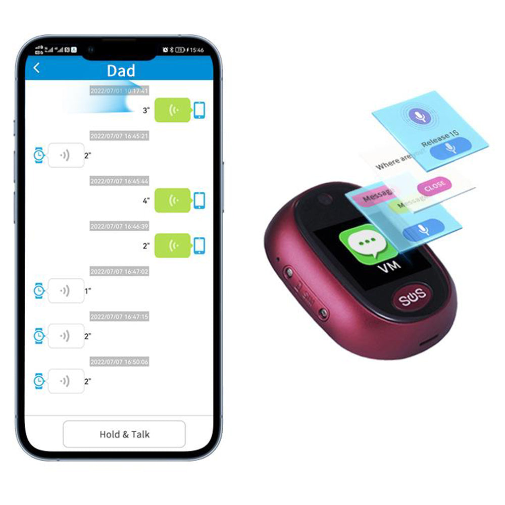 4G Personal GPS Tracker SOS Alarm for Kids and Elderly Wine Red