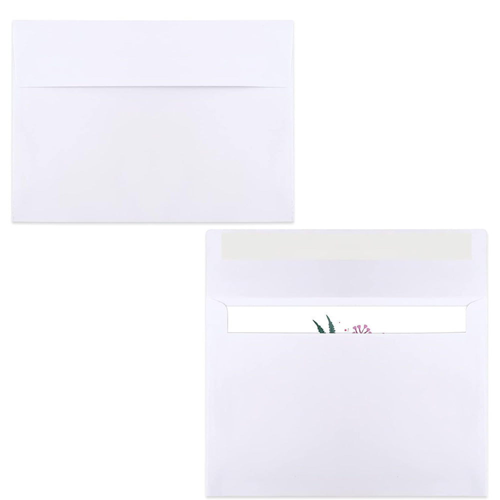 50 Pack Kraft Paper Self Adhesive Envelopes for Cards Photos - White