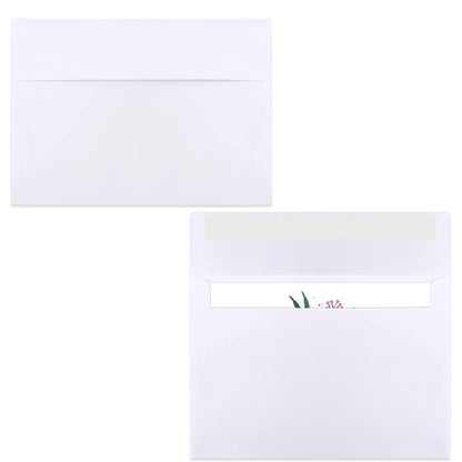 50 Pack Kraft Paper Self Adhesive Envelopes for Cards Photos - White