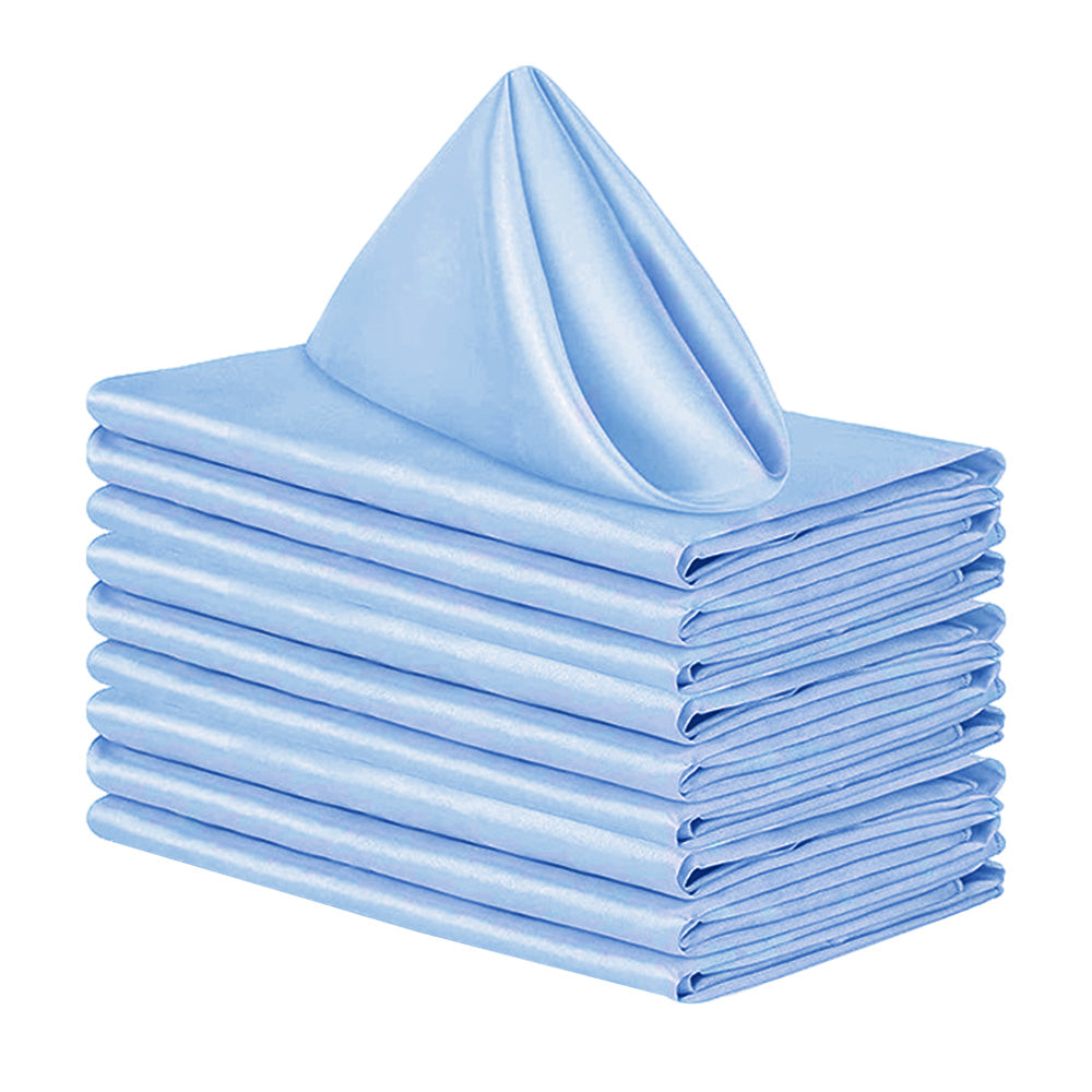 10 Pack Polyester Satin Dinner Napkins for Weddings Hotels Dining - Blue
