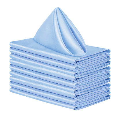 10 Pack Polyester Satin Dinner Napkins for Weddings Hotels Dining - Blue