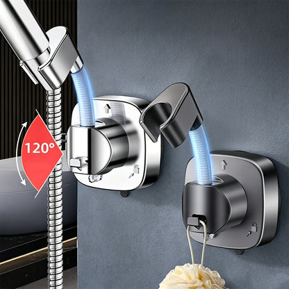 Detachable Suction Cup Shower Head Holder for Bathroom Bathtub Rental-Silver