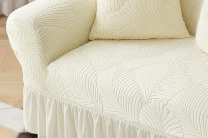 Sofa Cover with Skirt Stretch Sofa Slipcover Non-Slip Soft Couch Cover -Beige