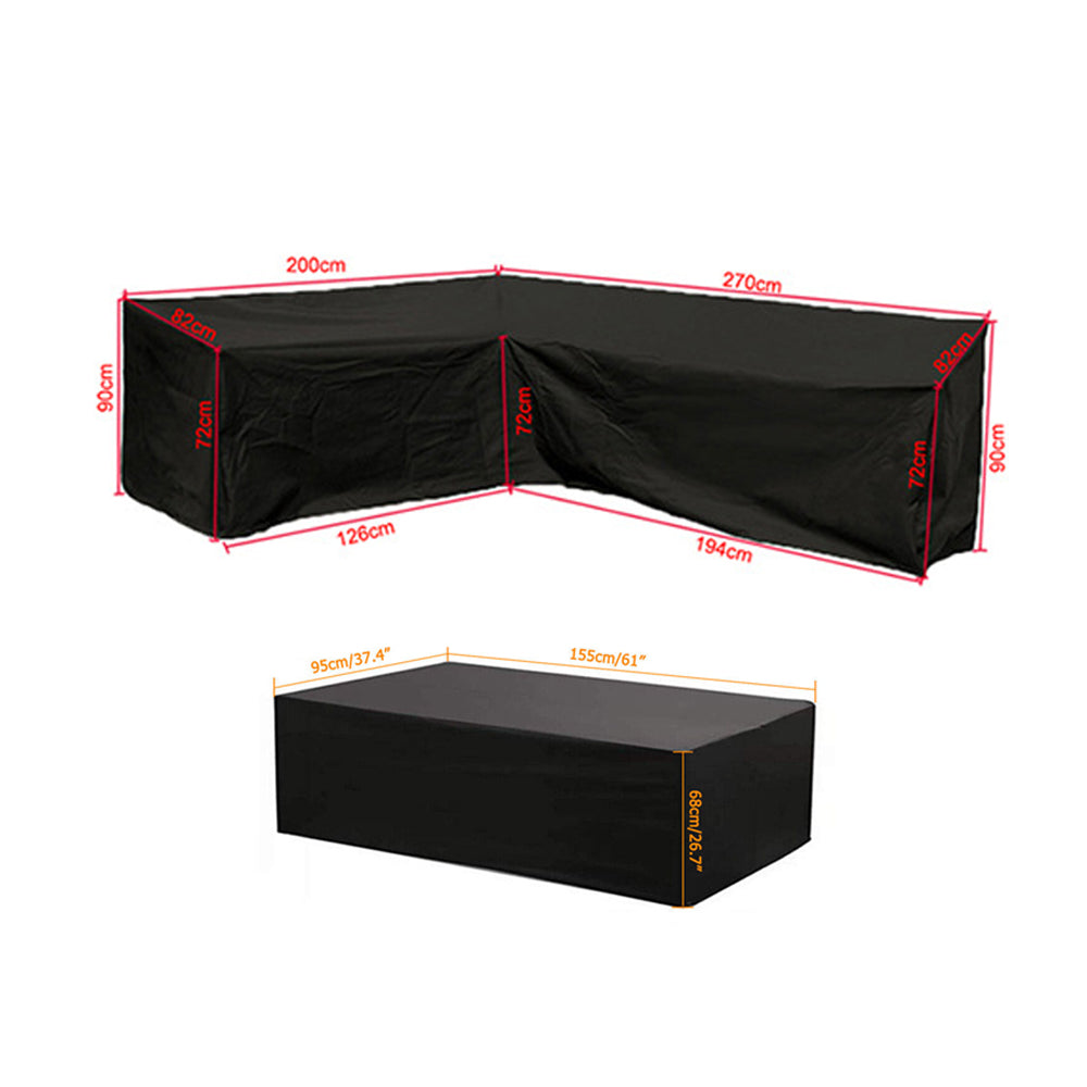 Outdoor Protector Cover Set for L Shape Corner Sofa Table Garden Rattan Sofa Cover Furniture Protector