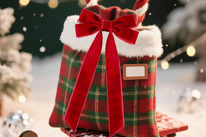 12Pcs Velvet Ribbon Bows for Christmas Tree Vintage Rustic Craft Bows-Red