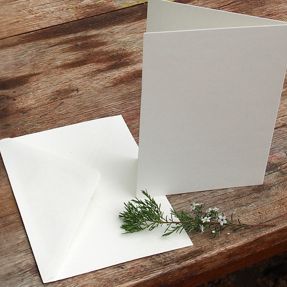 20 Sets Blank Folded Greeting Cards and Self Seal Envelopes - White