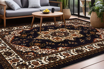 Vintage Boho Rug Non-Slip Floor Carpet - Brown