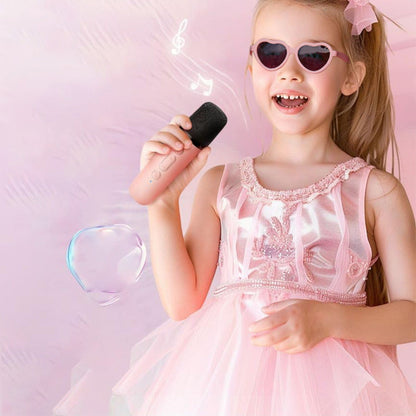 Mini Karaoke Machine with 2 Wireless Microphones Portable Bluetooth Speaker Singing Machine Pink