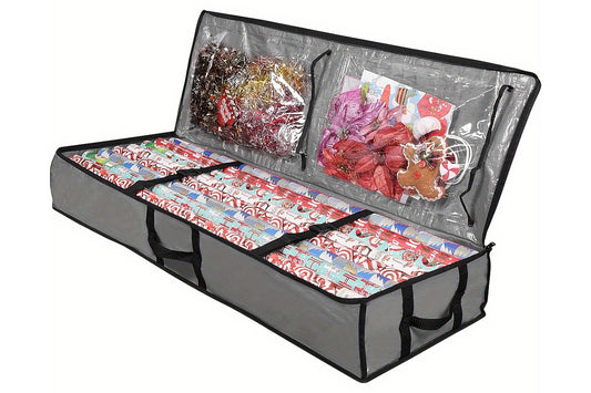 Wrapping Paper Storage Container Gift Wrap Organizer for Ribbon Accessories -Grey