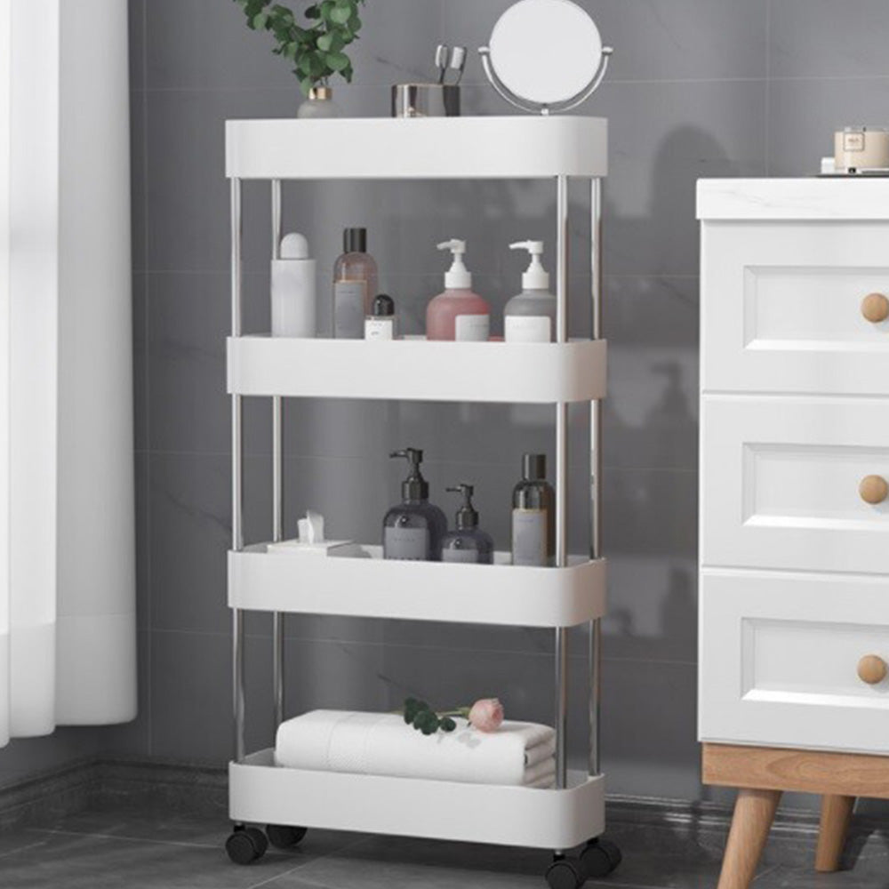4 Tier Slim Rolling Storage Cart Bathroom Shelves Organizer for Kitchen Laundry