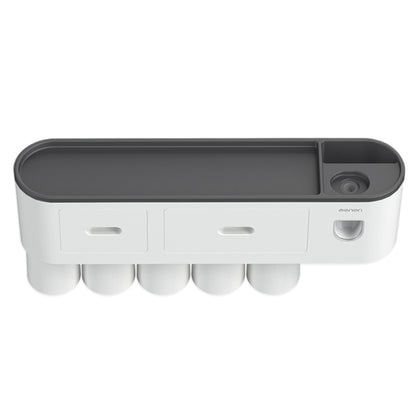 Wall Mounted Toothbrush Holder for Bathroom Automatic Toothpaste Dispenser Kit-Black