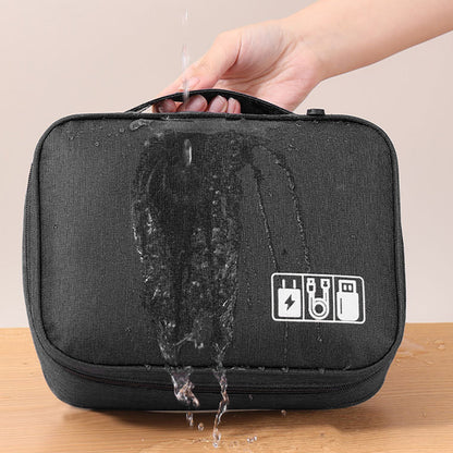 Large Digital Electronics Travel Organizer Bag with Adjustable Dividers - Black