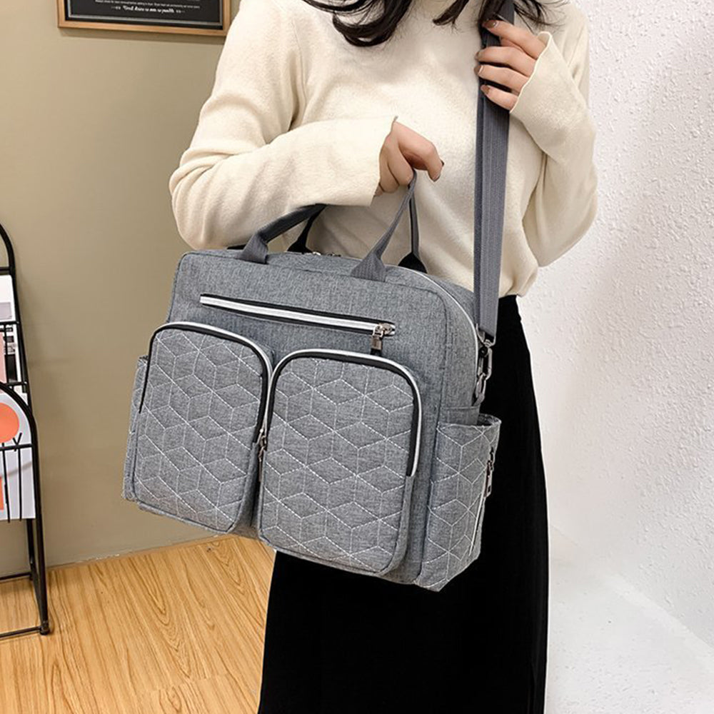Large Mummy Bag Multi-Pocket Travel Nappy Tote Shoulder Bag Grey