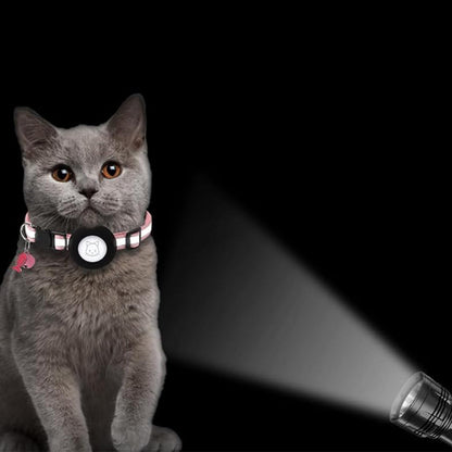 Reflective Cat Collar Compatible with Apple Airtag Adjustable Airtag Holder for Cat Dog Kitten Puppy Pink