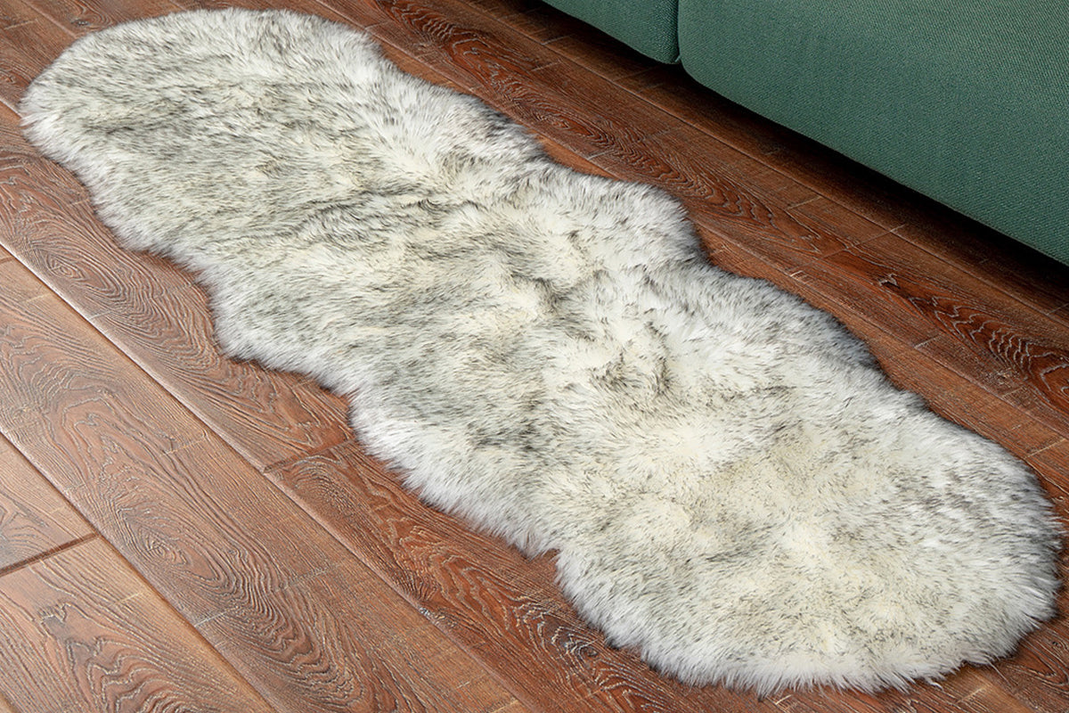 Luxury Soft Faux Sheepskin Fur Rugs for Bedside Floor Mat-light grey
