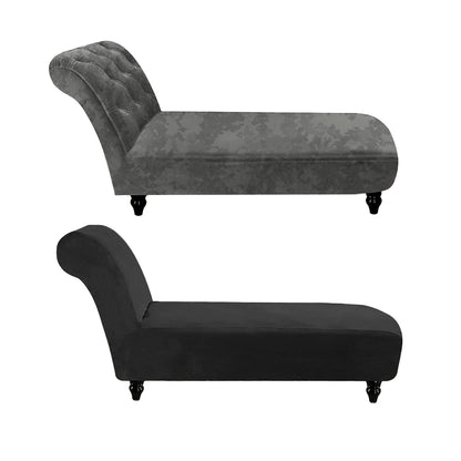 Velvet Armless Lounge Chaise Slipcover Stretch Chaise Couch Cover -Black