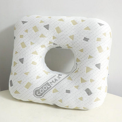 Square Ear Piercing Pillow for Side Sleepers with Central Ear Hole Grey