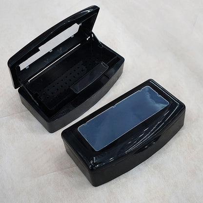 ABS Nail Tool Cleaning Soaking Cleaning Box with Lift Up Filter Tray - Black
