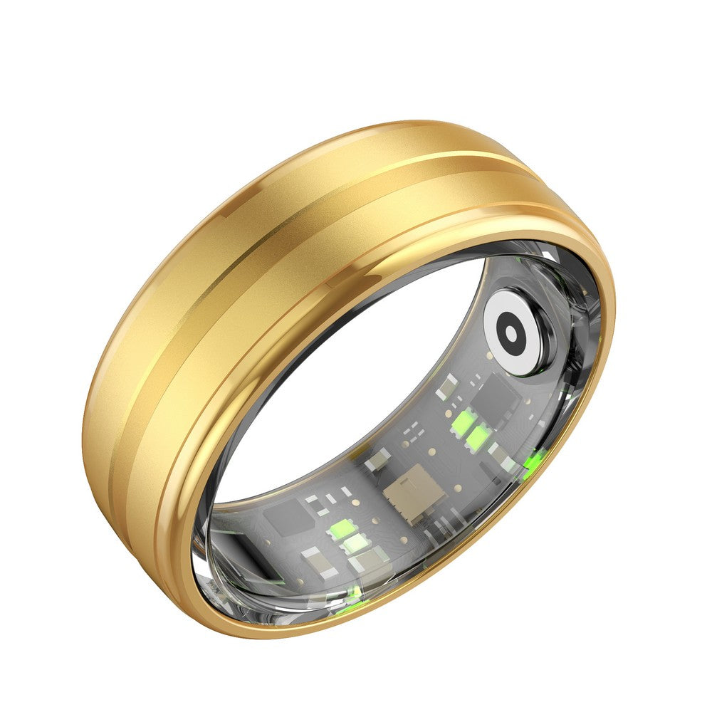 Smart Ring Fitness Ring Heart Rate Monitor Sleep Tracker Pedometer Calories Step Counter Fitness Tracker Health Ring 5ATM Waterproof Smart Rings-Gold