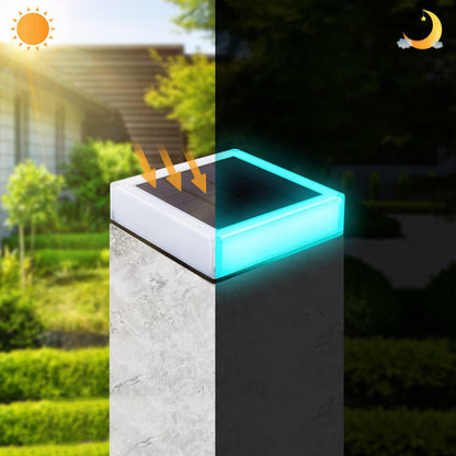 2Pcs Solar Column Lamp Outdoor 28 LEDs Wall Fence Column Lamp