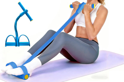 6 Tube Foot Pedal Resistance Band Ankle Puller Fitness Rope Blue