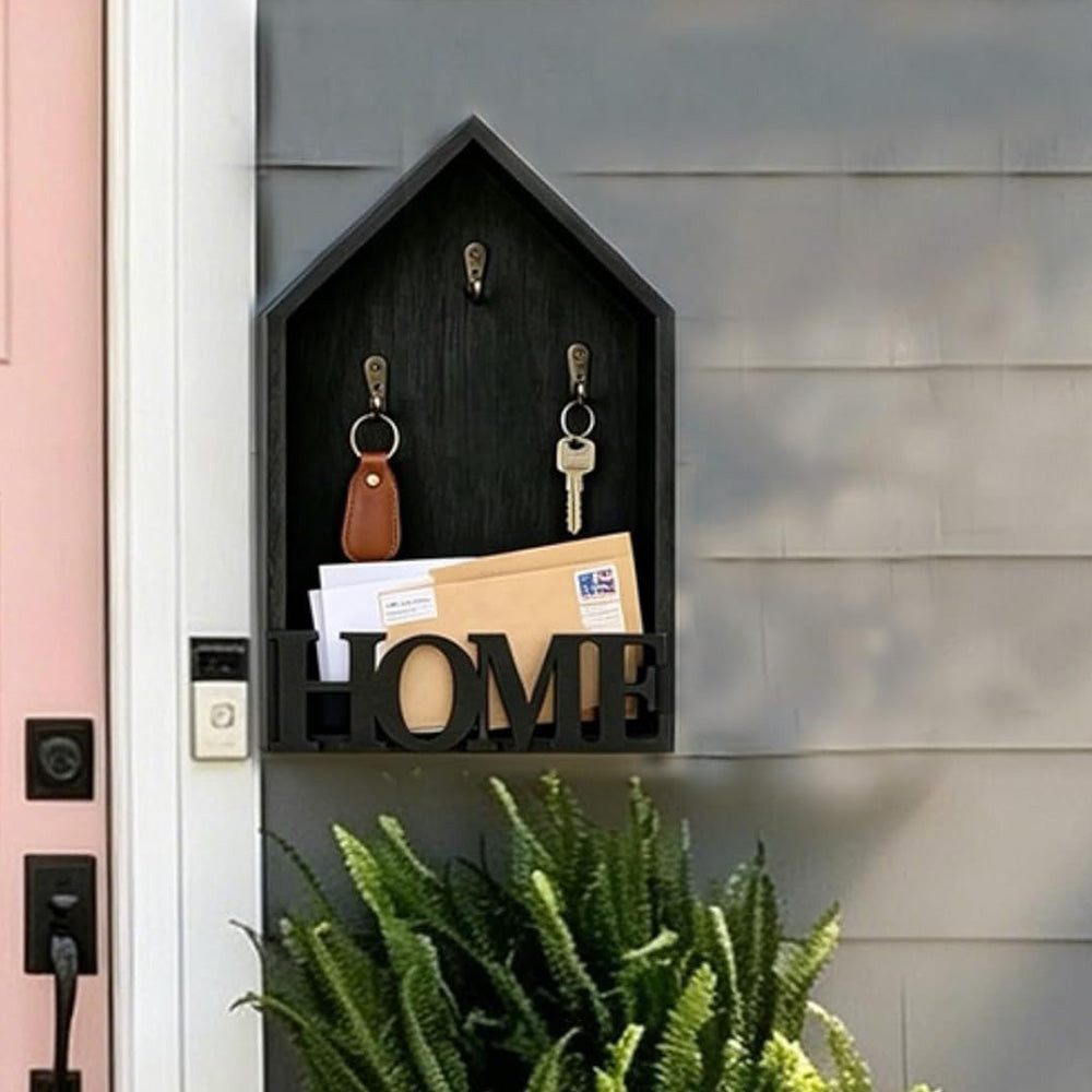 Vintage Key Holder Wall Mount with 3 Hooks Key Rack - Black