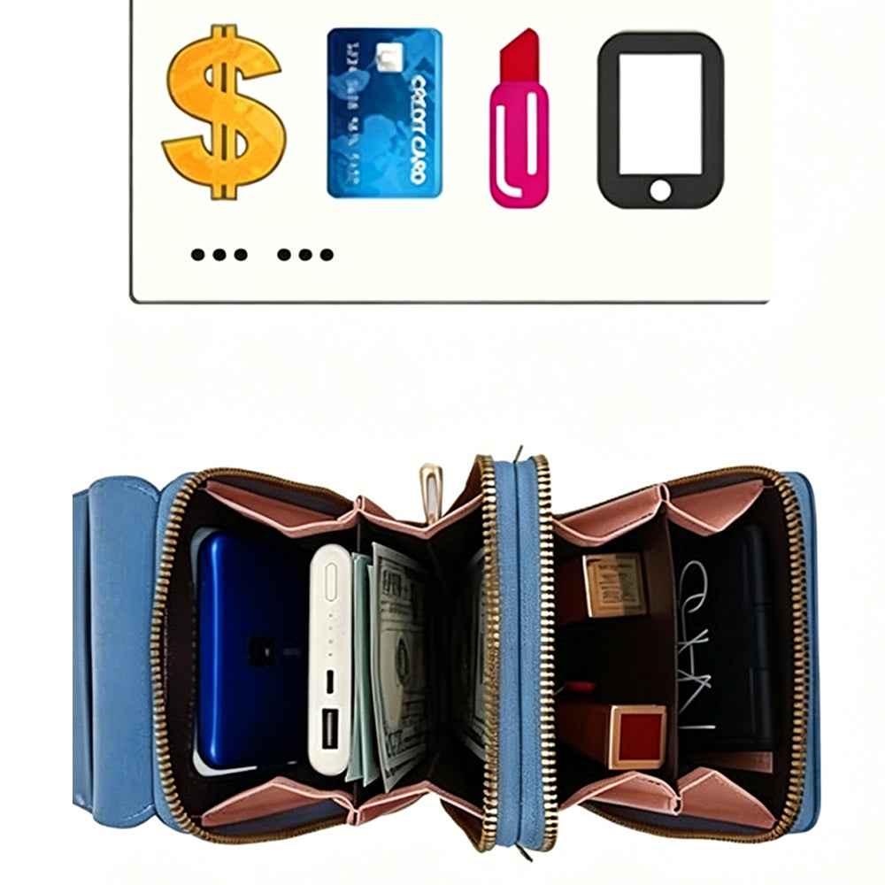 Touchscreen Crossbody Phone Bag Small Purse with Card Slots for Travel-Blue
