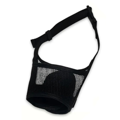 Dog Muzzle Air Mesh Adjustable Mouth Guard for Bark and Scavenging Prevention Black