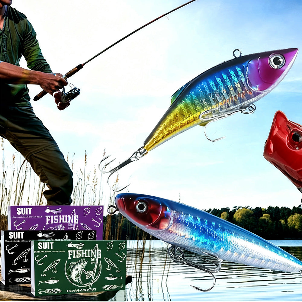 Bass Trout Salmon Fishing Lures Kit ¨C Baits & Tackle Fishing Accessories Set Purple
