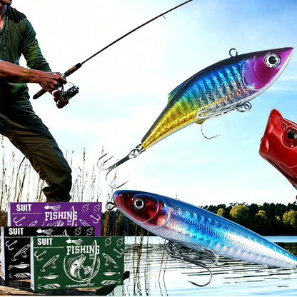 Bass Trout Salmon Fishing Lures Kit ¨C Baits & Tackle Fishing Accessories Set Purple