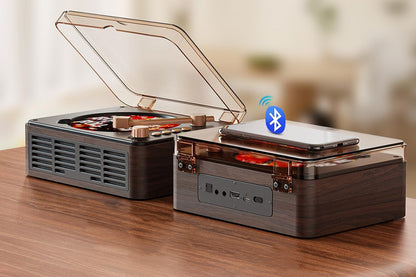 Retro CD Player Multifunctional Music Player with Bluetooth FM Radio for Home Use-Brown