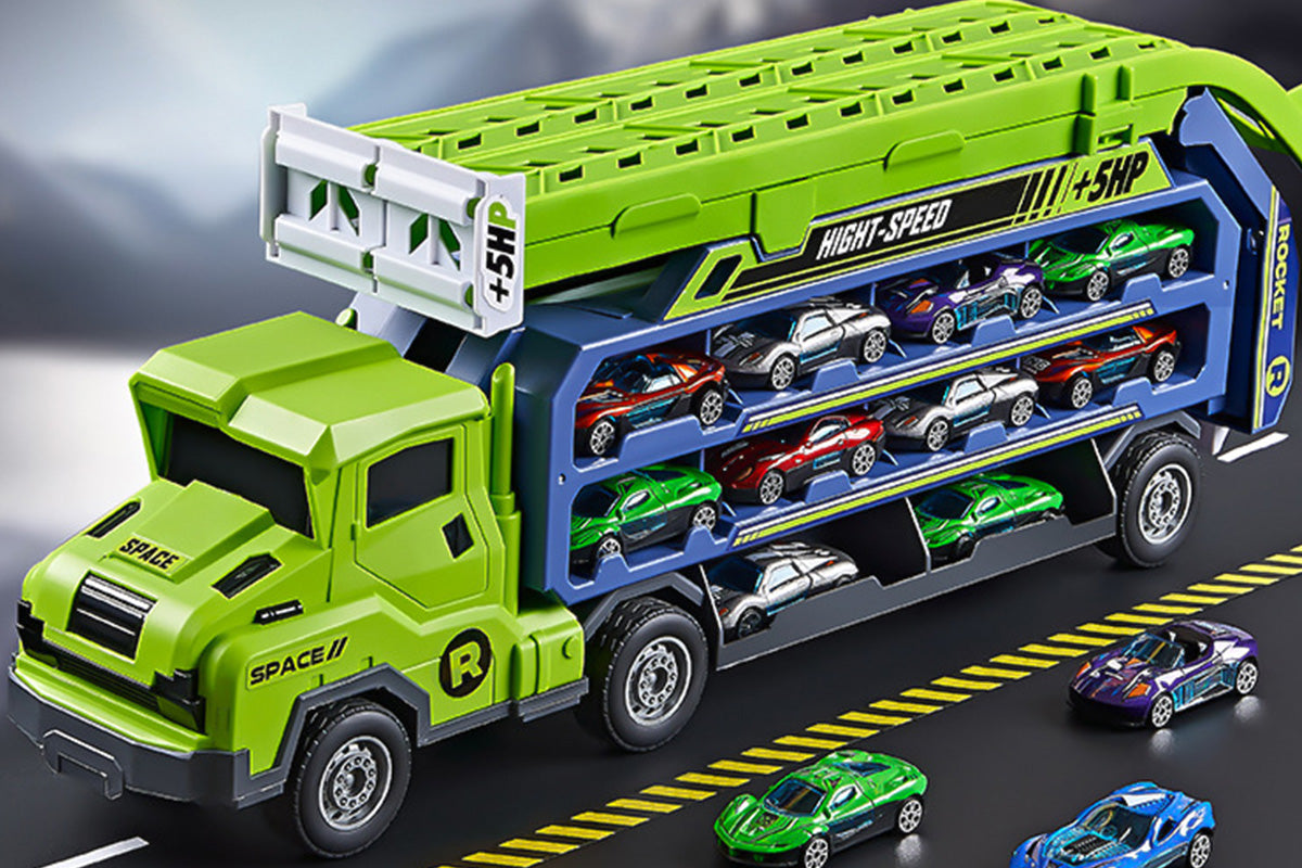 Carrier Truck Transport Car Toys Foldable 3 Layer Car Race Track Toys-Orange