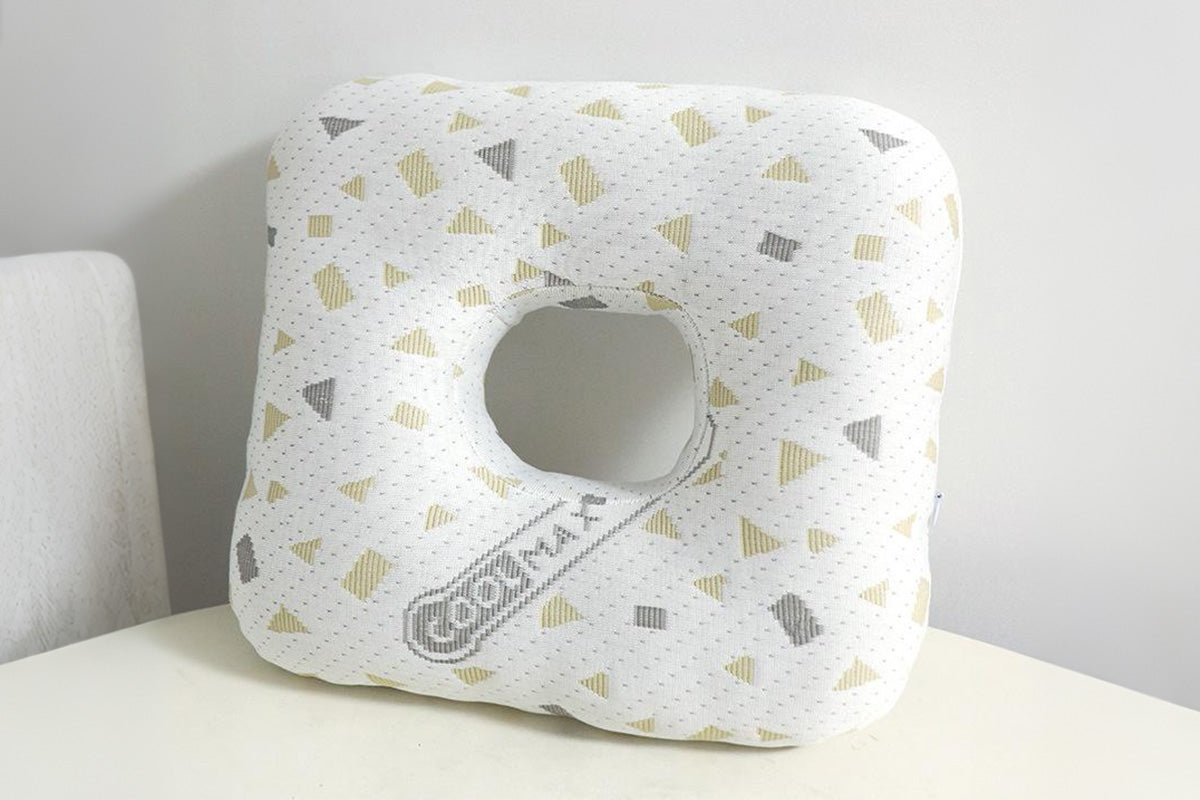 2Pcs Square Ear Piercing Pillow for Side Sleepers with Central Ear Hole-Grey