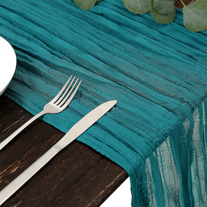 Long cloth Boho Gauze Table Runner for Wedding Bridal Baby Shower Birthday Party-peacock blue