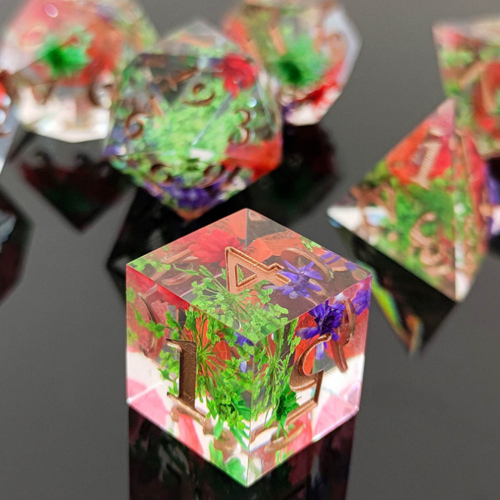 7Pcs Set DND Dice Resin Dice Table Games Accessories Style 3