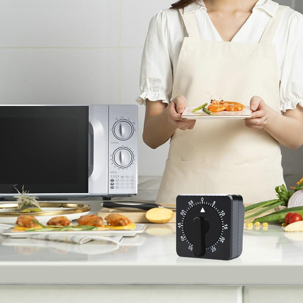60-Minute Mechanical Kitchen Timer Visual Countdown Timer for Kitchen Cooking Study Black