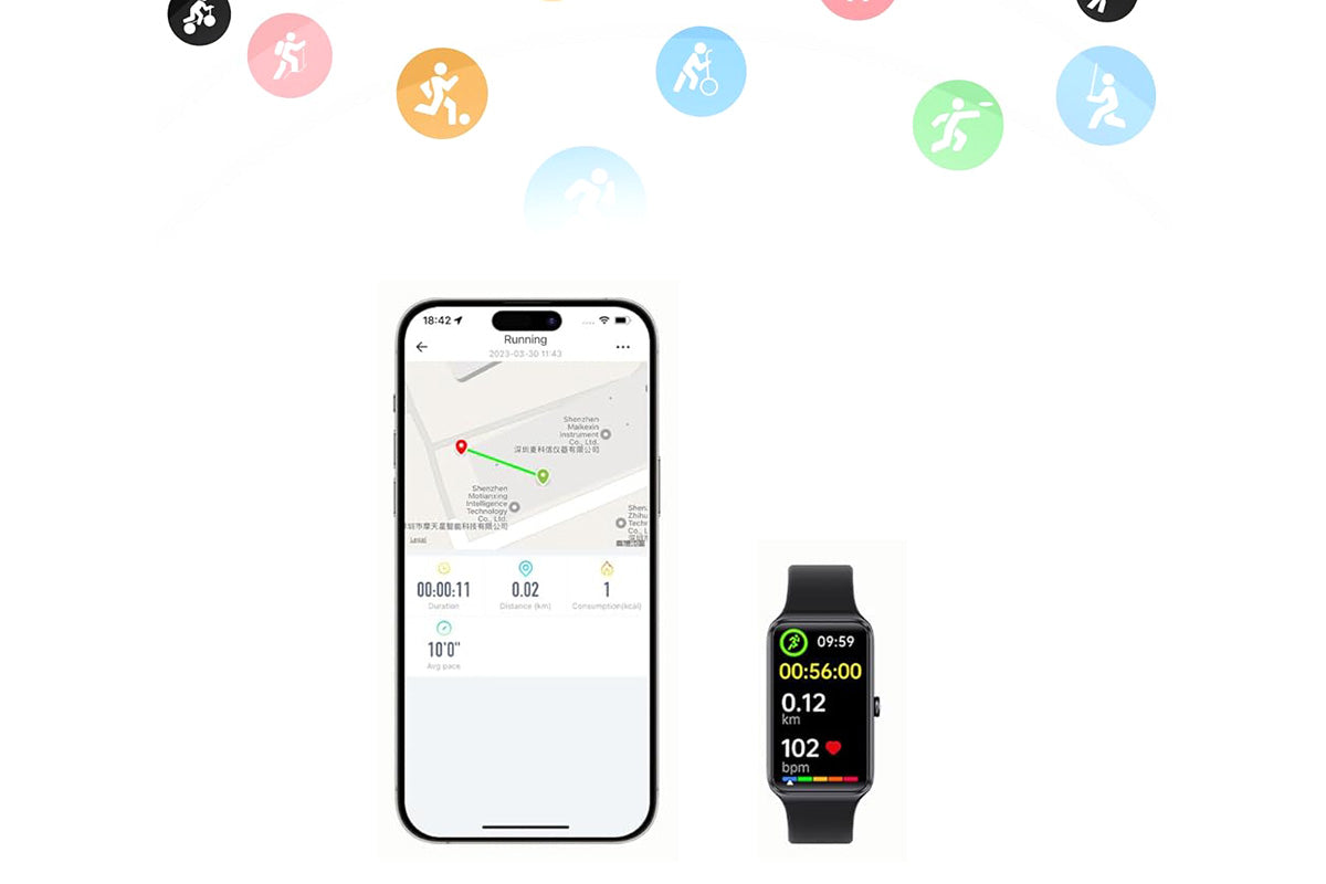 Fitness Tracker Smart Watch with Heart Rate and Blood Pressure Monitor-Black